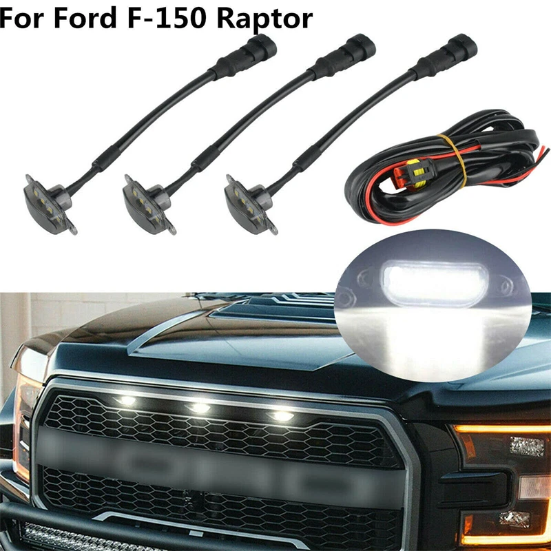 4Pcs Front Grill Light LED Amber Grille Lighting For Ford F-150 F150 Raptor Car Eagle Eye Light Warning Fog Lamp Smoked Lens images - 6