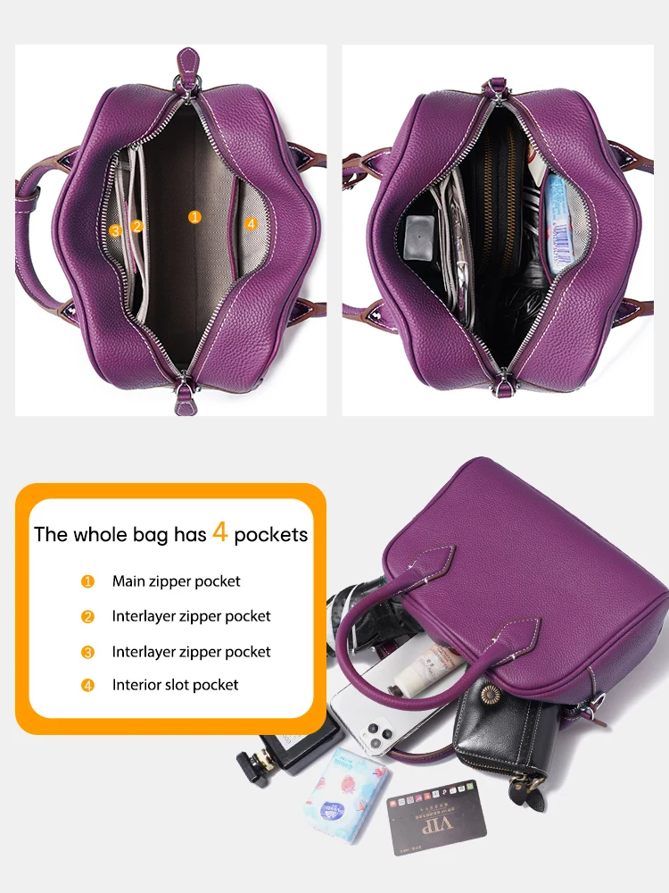 Zency Small Crossbody Bags for Women Classic Double Zip Top Handle Dome Satchel Bag Shoulder Purse 2023 Designer For Commuter