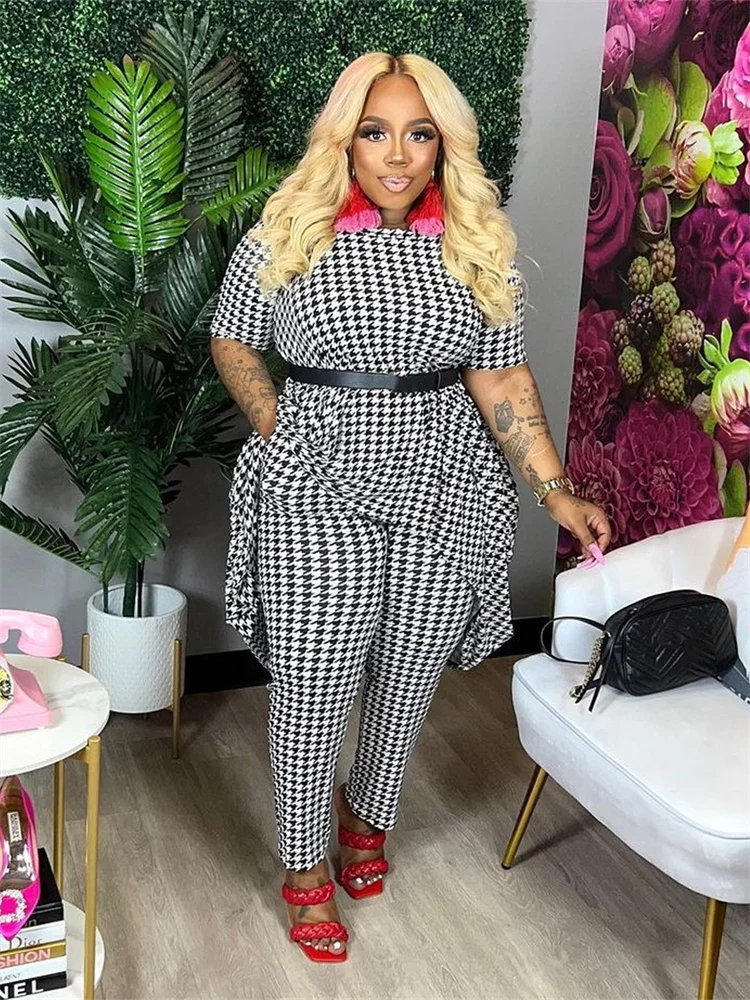Plus Size Two Piece Summer Outfits Women Clothing Long Top Leggings Matching Sets Wholesale Dropshippi 3xl 4xl 5xl 6xl
