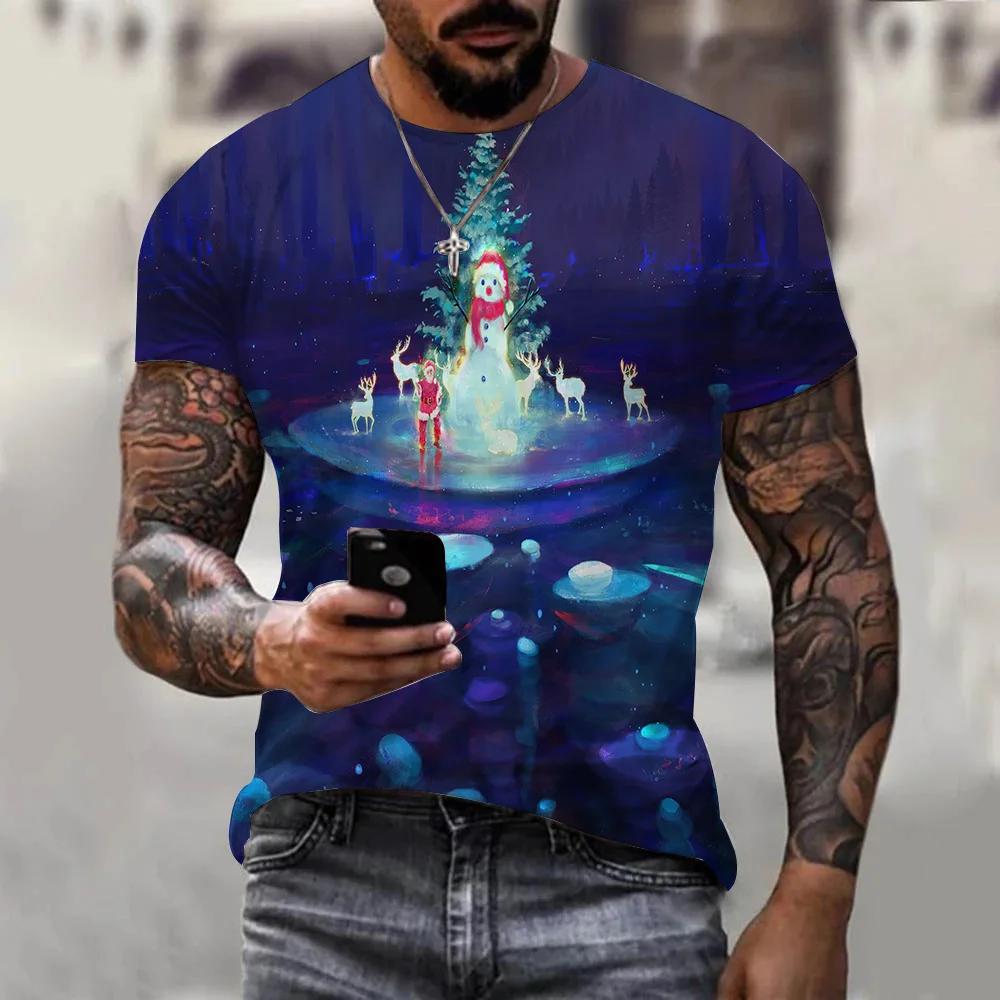 

Men's Summer Short sleeve Christmas Print T-shirt Male Sports Running tshirt Fitness Gym t shirt Tee Tops Streetwear Clothes