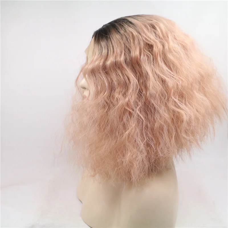 Повязка на голову из химического волокна фронтальный розовый градиентный парик