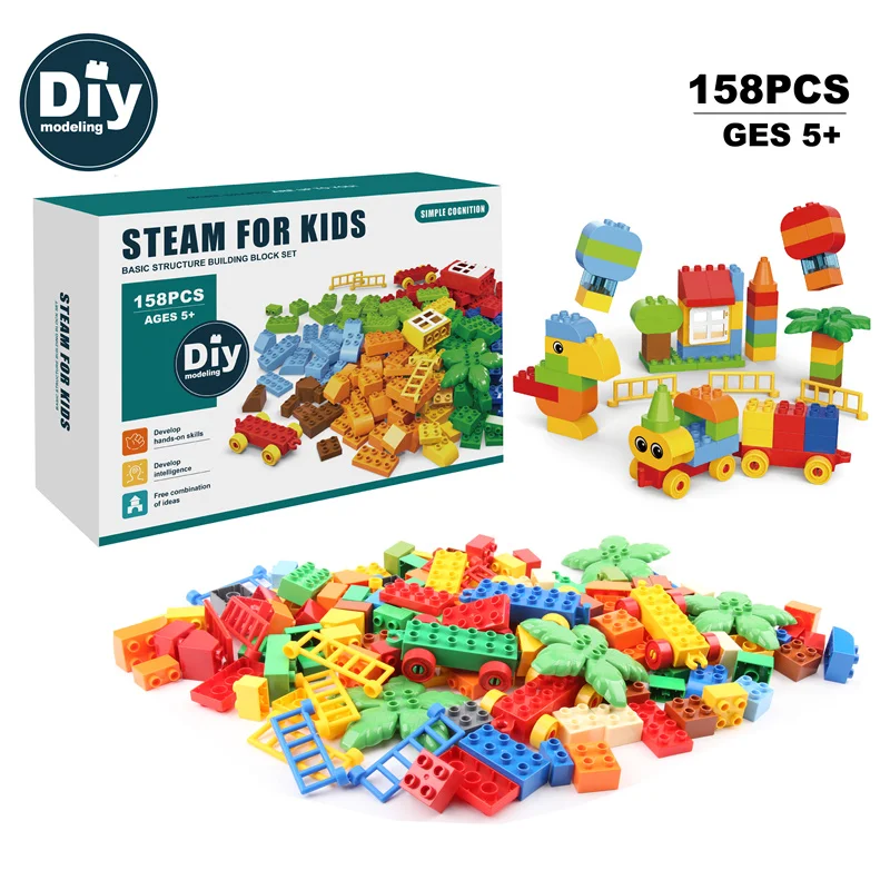 

158 шт., Новое поступление, высокое качество, АБС-материал, строительные блоки «сделай сам», MOC, креативный Dupla, большой кирпич, развивающие игрушки для детей