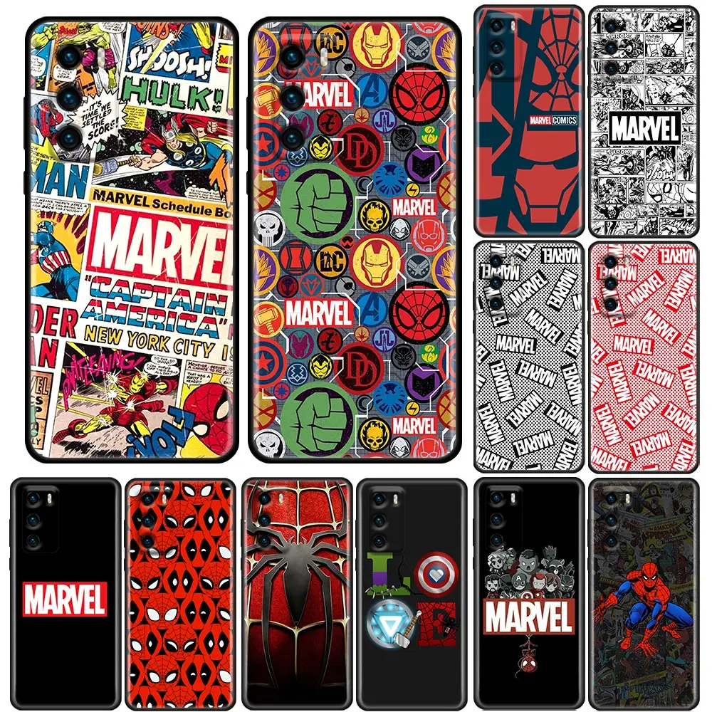 

P30Lite Case For Huawei P30 P40 10 Lite P20 P50 Pro P Smart Z 2019 Soft Funda Cases Cover Marvel Comic Avengers Logo
