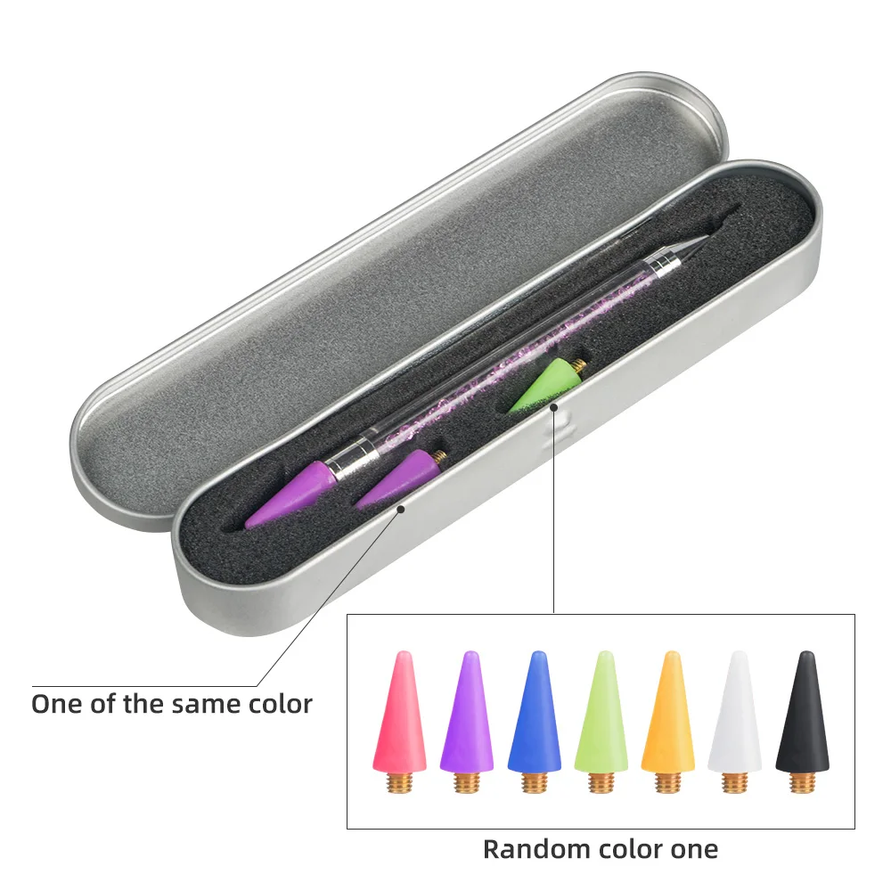 Double Head Nail Art Diamond Embroidery Drill Dot Painting Point Pen With Box Rhinestone Picker Wax Pencil Crystal Handle Tool