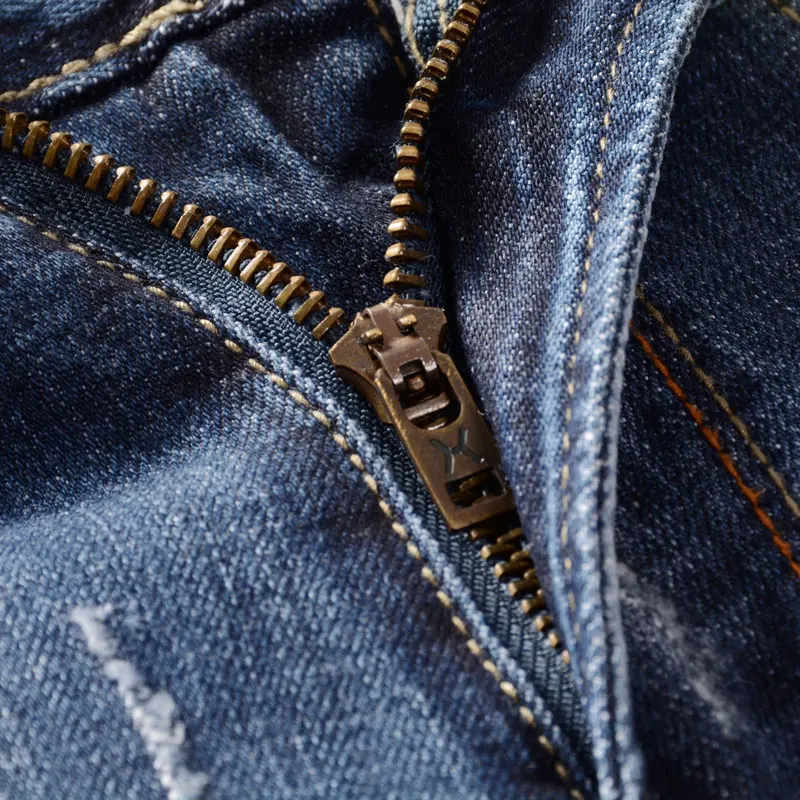 Streetwear Fashion Men Jeans Retro Blue Stretch Slim Fit Vintage Patched Ripped Jeans Men Printed Designer Hip Hop Pants Hombre