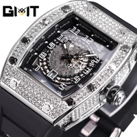 missfox mens luxury watch skeleton quartz watches diamond wristwatch waterproof calendar luminous clock man relogio masculino