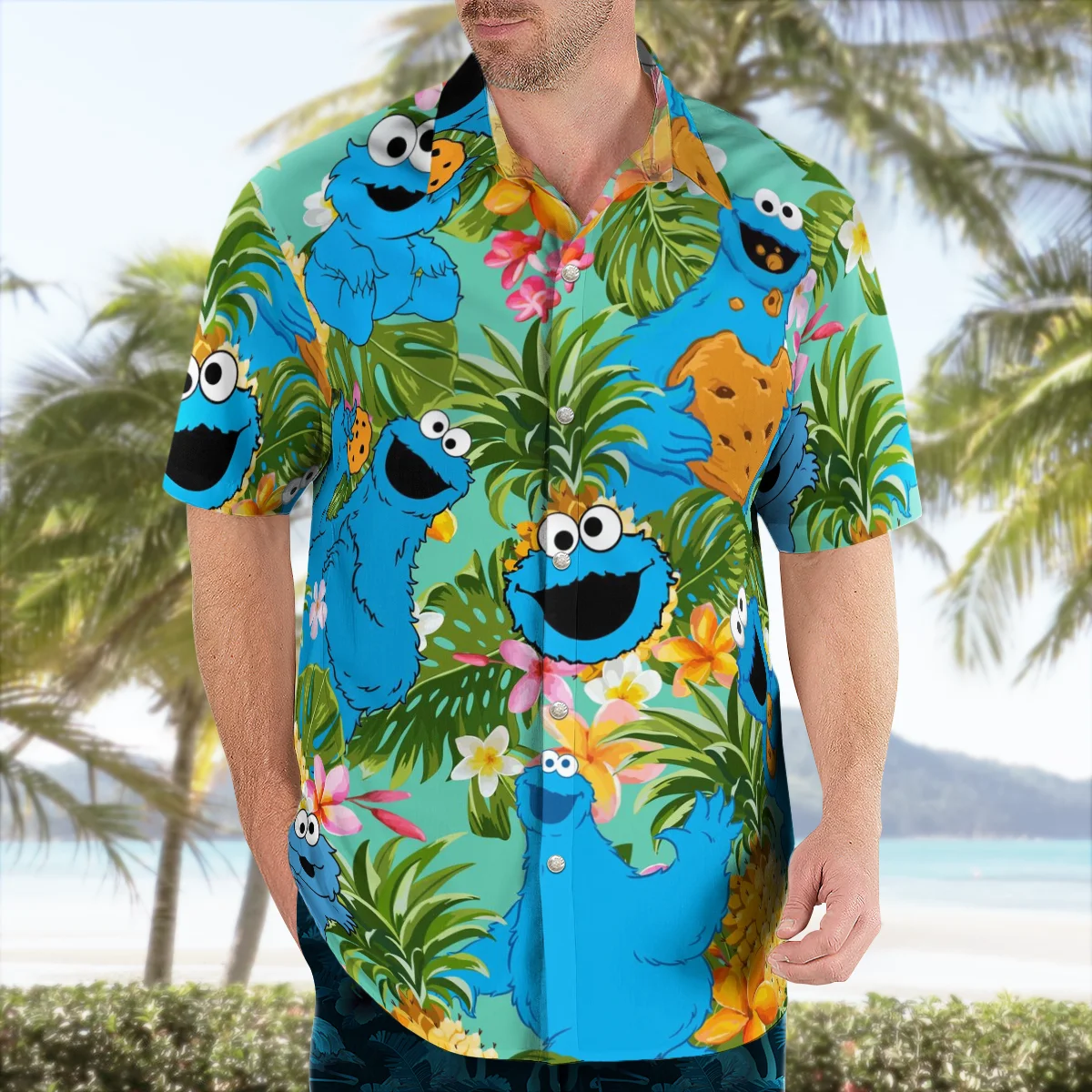 Harajuku Anime 3D Beach Hawaiian 2022 Summer Shirt Short Sleeve Shirt Streetwear Oversized 5XL Camisa Social Chemise Homme-2123
