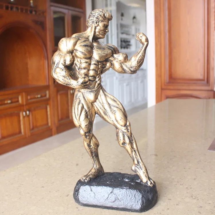 

Bodybuilding Figures Muscle Men Statue Self Carve Sculpture Decoration Resin Fitness Room Craftwork Decor For Home Living Room