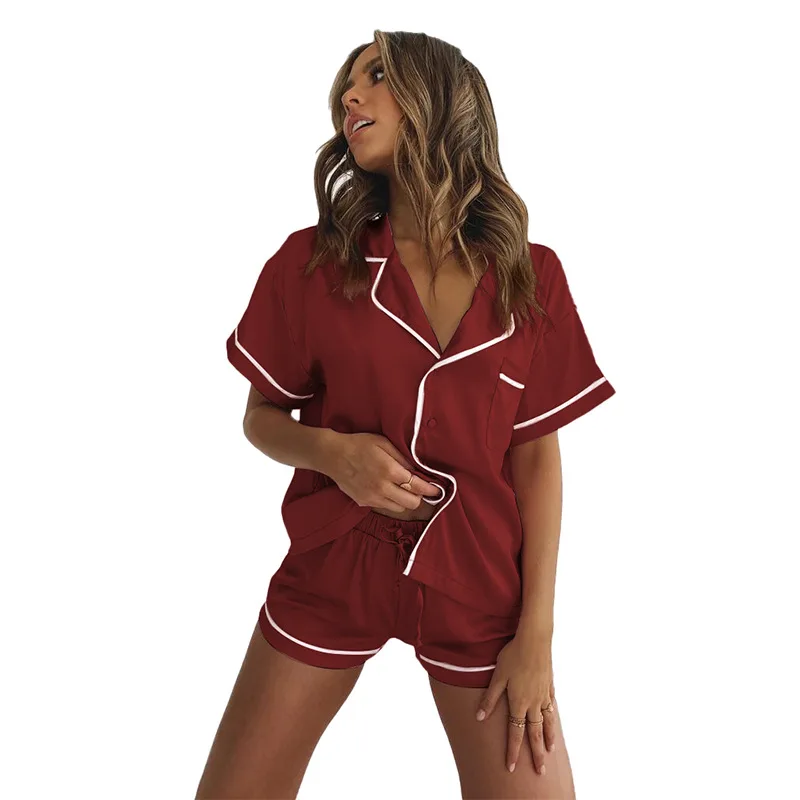 High Quality Summer Womens Pajama Shorts Sets Luxury Soft Pajama Sets Two Pieces PJ set SOlid Color