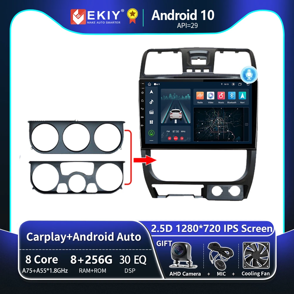 EKIY T8 8G 256G For Great Wall Wingle 5 2009 - 2015 Car Radio Multimedia Video Player Navigation GPS Android Auto No 2 Din DVD