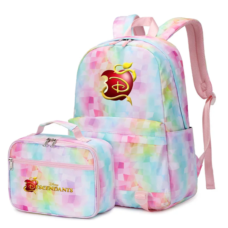 2pcs Disney Descendants Multi Pocket Backpack with Lunch Bag Rucksack Casual School Bags for Student Teenagers Sets