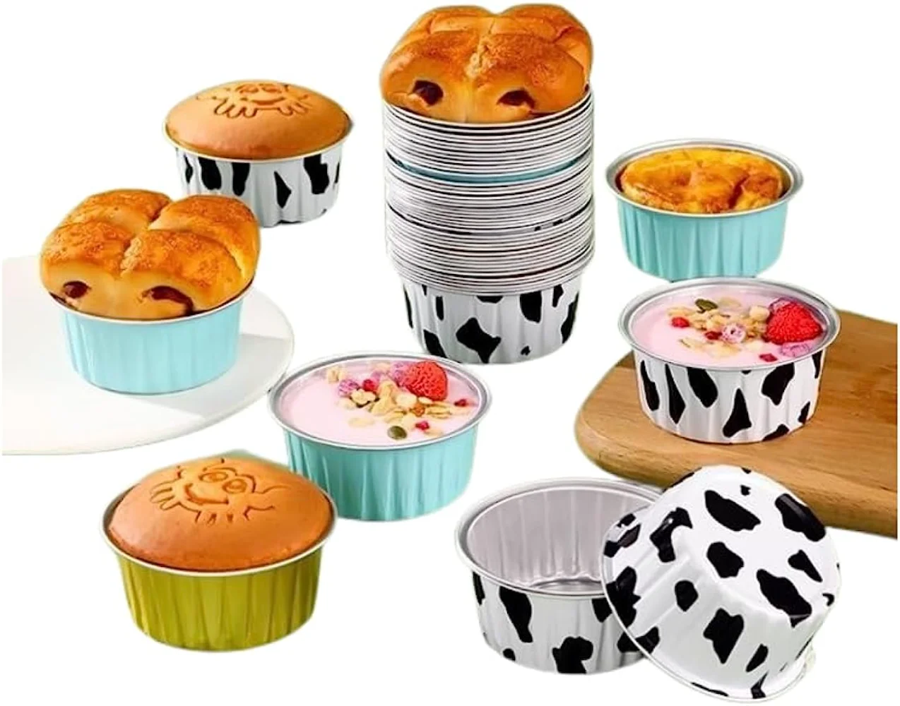 

10PCS Baking Cups Desserts DIY Cup Air Fryer 4.2oz Cupcake Pans Aluminum Foil Cake Baking Containers Pastry Tools Tray Case