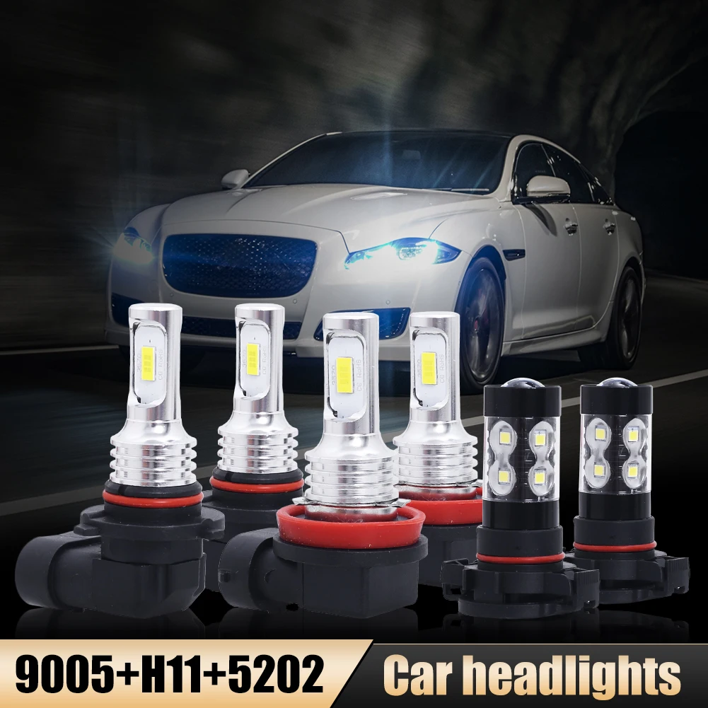 

6PCS 6000K 9005+H11+5202 LED Headlight/Fog Light Bulbs Kits Driven By CREE 3535 & 3570 For 2007-2014 Chevrolet Suburban Tahoe