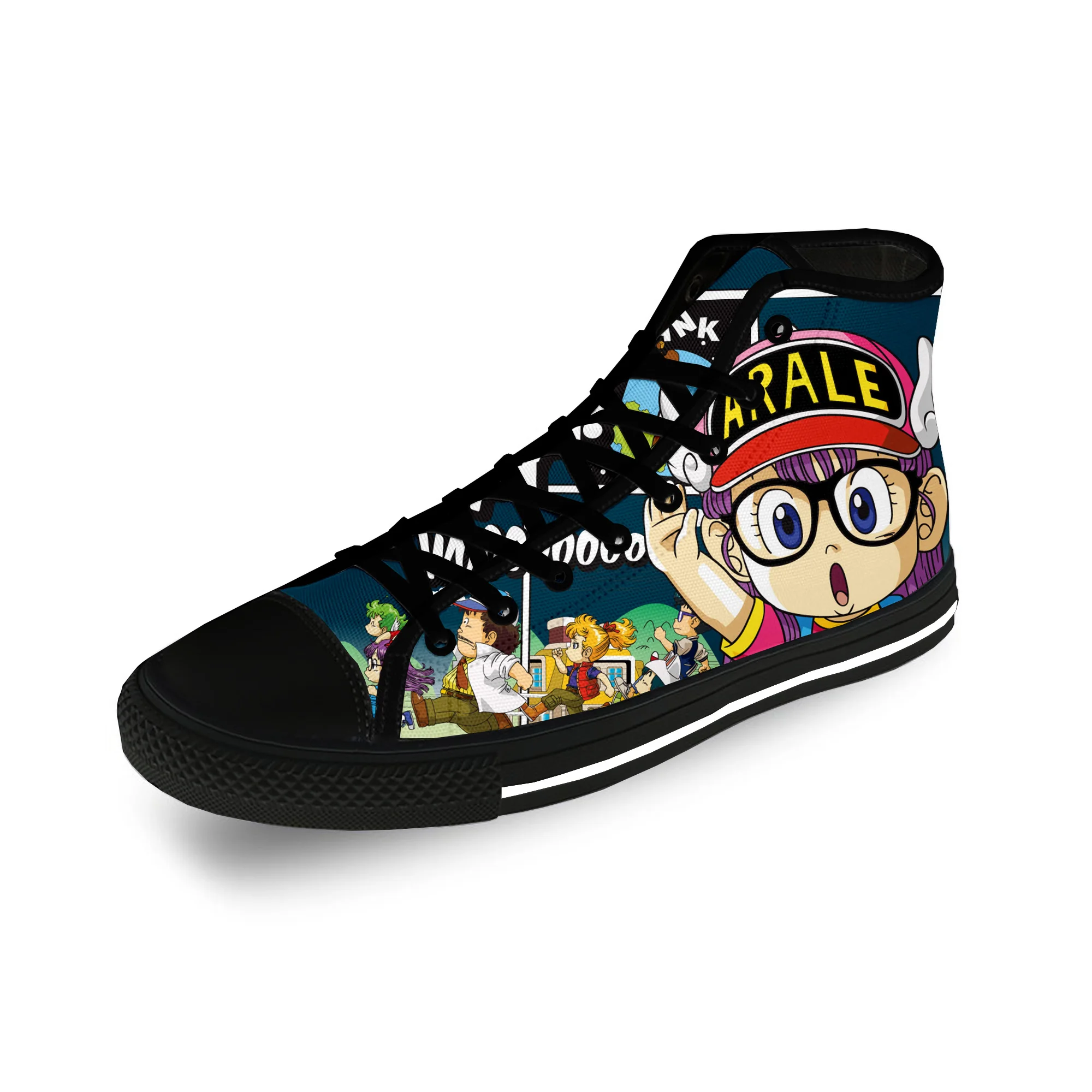 

Японские Аниме Манга Мультфильм Arale Dr Slump Повседневная ткань 3D принт высокие холщовые модные туфли мужские женские дышащие кроссовки
