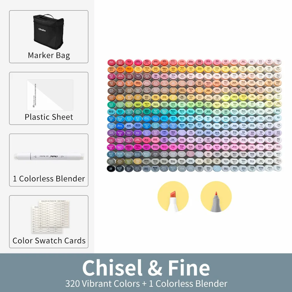 Маркеры Ohuhu Oahu 320 цветов