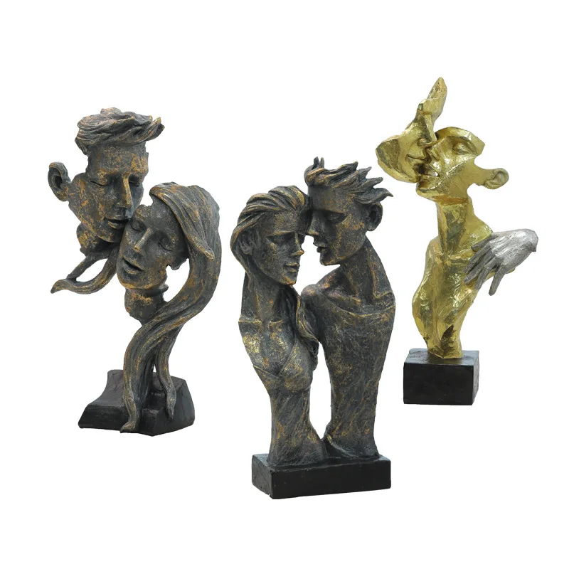 

Couple Statue Home Room Table Decor Shop Display Human Face Sculpture