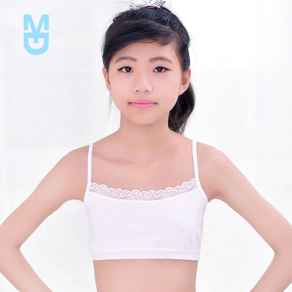 

New 4pcs/lot Children's Breast Care Girl Bra 6-12 Years Hipster Cotton Teens Teenage Underwear Summer Kids Lace Vest Young