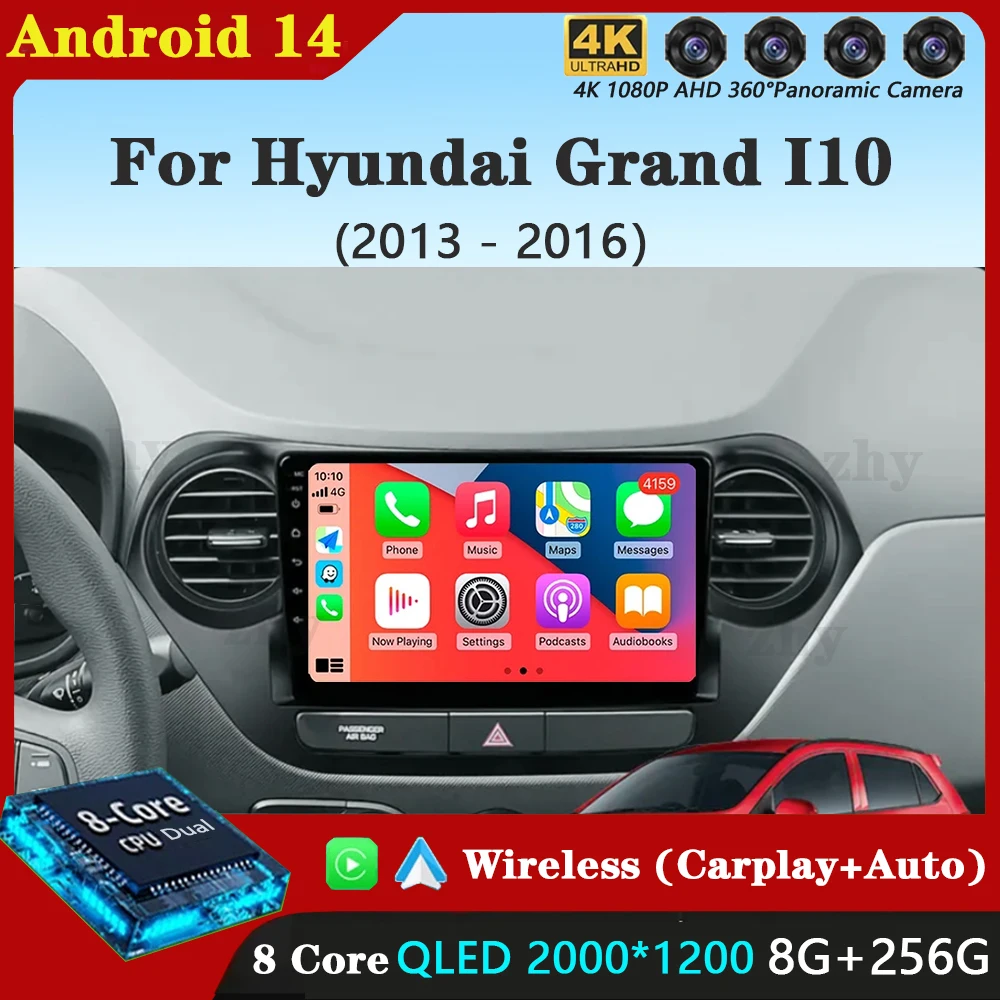Android 14 Carplay Авто Радио Для Hyundai Grand I10 2013-2016 Навигация GPS Мультимедийный Плеер Стерео