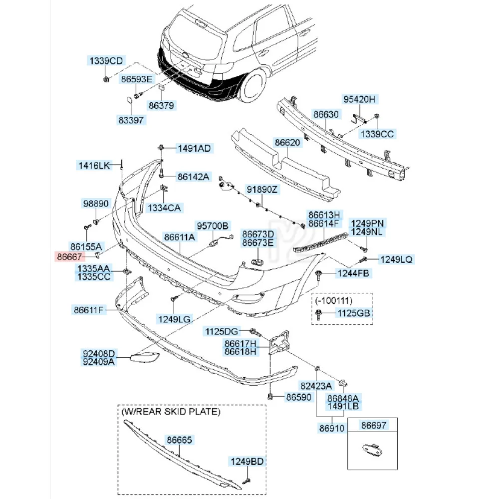 CAP-RR HOOK 866672 B700 ДЛЯ 2009 2010 HYUNDAI SANTA FE ЗАДНЯЯ КРЫШКА ТРЕНЕРА 86667 2B700 86667-2B700