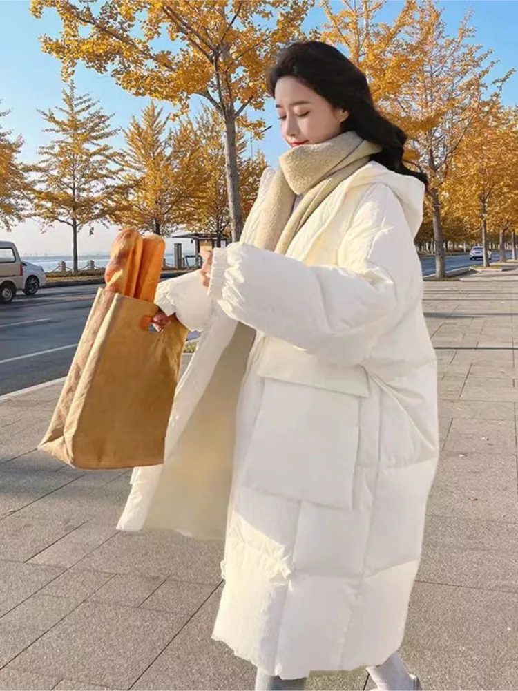 2022 Winter New  Padded Jacket Women Oversized Coat Korean Fashion Hoodie Loose Outerwear Mid-length Parkas