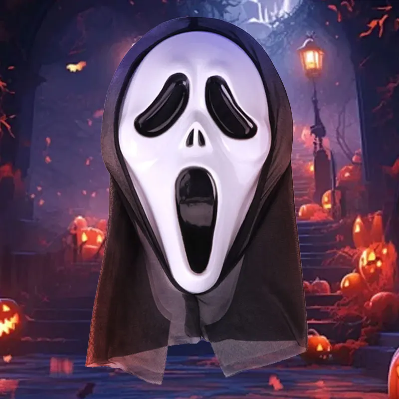 Страшная Маска Призрака На Хэллоуин Белый Крик Всю Голову Атмосфера Ужаса