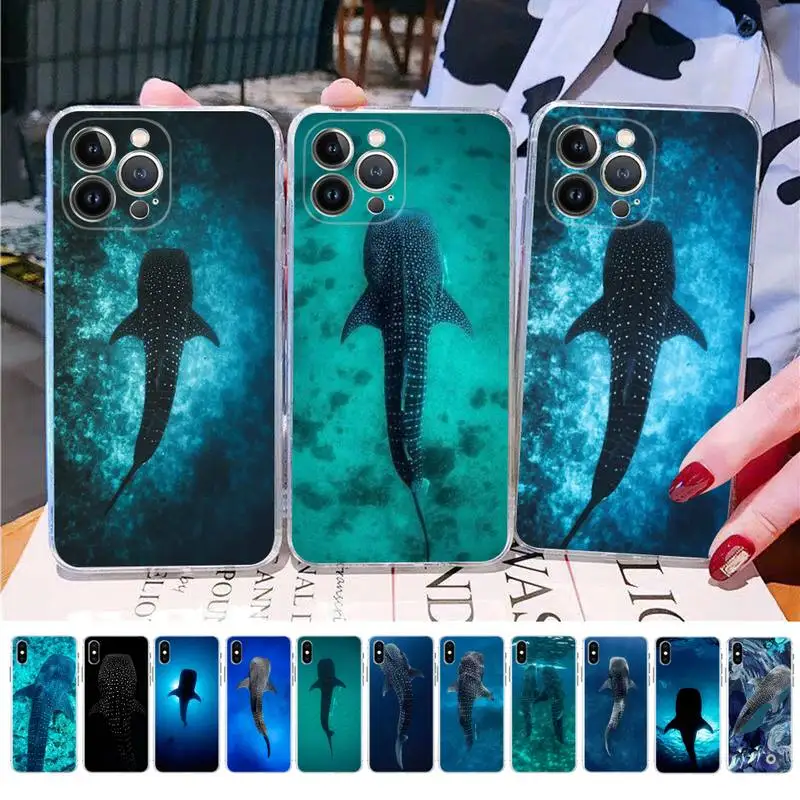 

MaiYaCa Ocean Whale Shark Swimming Phone Case For iPhone 14 11 12 13 Mini Pro XS Max Cover 6 7 8 Plus X XR SE 2020 Funda Shell