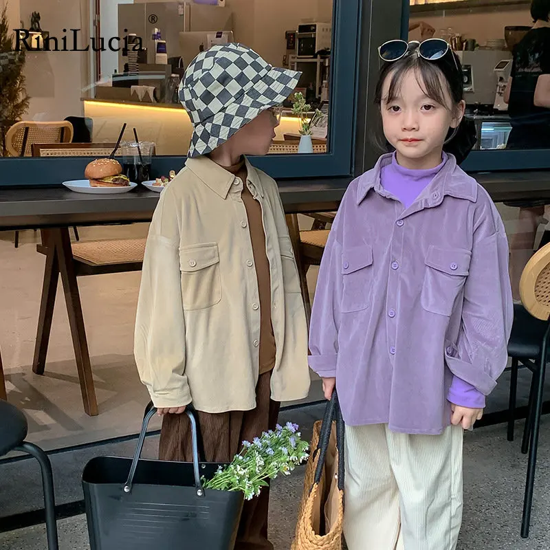 

RiniKinda Autumn Baby Boys Pocket Lapel Cotton Solid Girls Shirts Work Coat Jacket Clothes Kids Coat Jackets Boys Outerwear