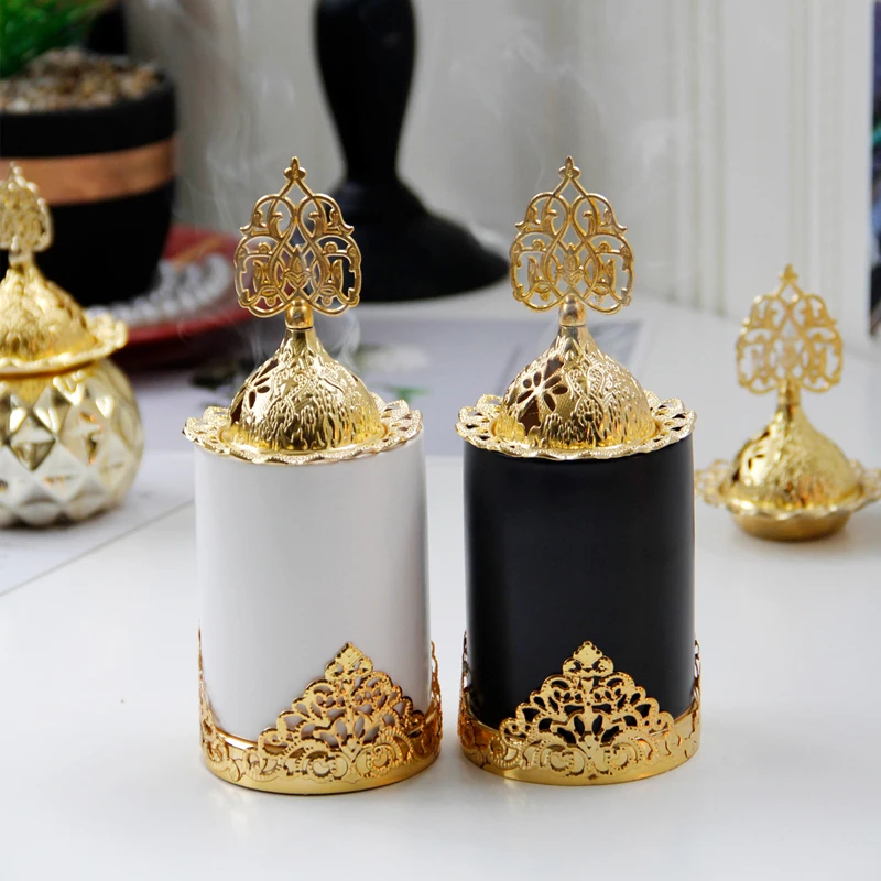 

Arabic Incense Burner Zen Golden Fragrance Diffuser Incense Sticks Metal Incense Holder Room Incienso Quemador Home Decoration