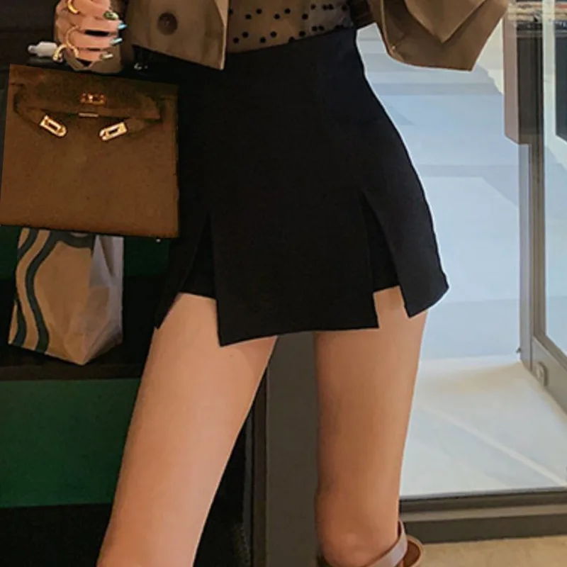 CX 2021 новый летний женский черный костюм с высокой талией юбка шорты дизайн
