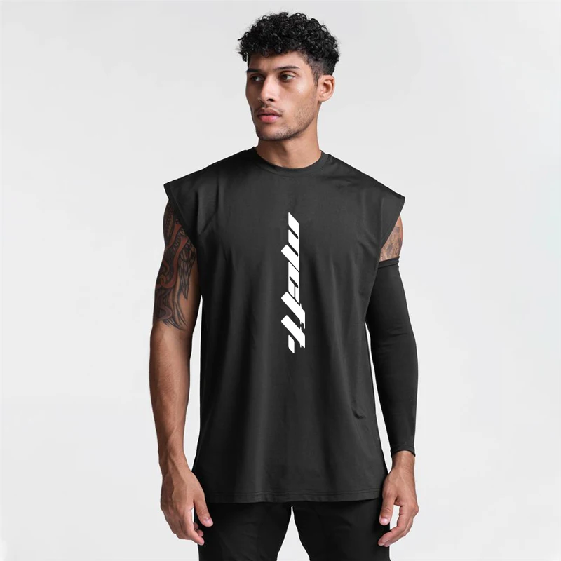 

Quick Dry Bodybuilding Tank Top Mens Gym Clothing Fitness Mens Sleeveless Undershirt Solid Cotton Singlets Muscle Sports Vest
