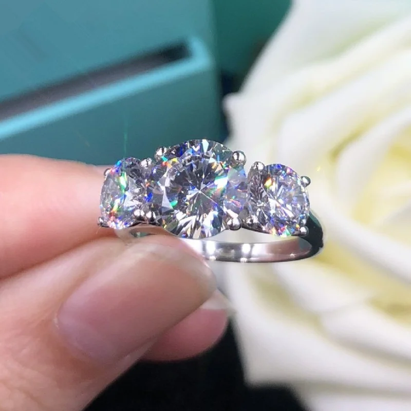 New Sansheng III proposal diamond ring European and American simple geometric zircon ring female