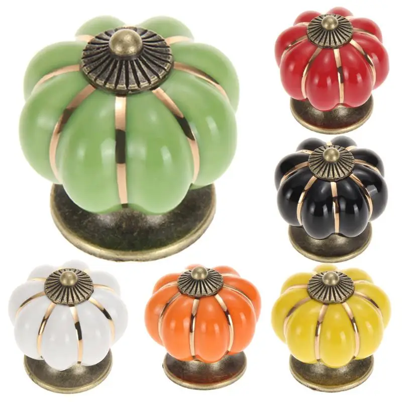 

Vintage Furniture Handle Door Knobs Furniture Drawer Cupboard Kitchen Pull Handle Pumpkin Ceramic Cabinet Handles Retro Hardware