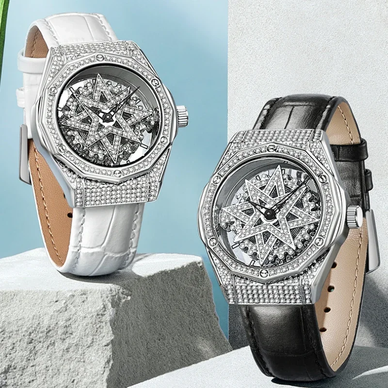 Женские наручные часы с кожаным ремешком водонепроницаемые кварцевые со