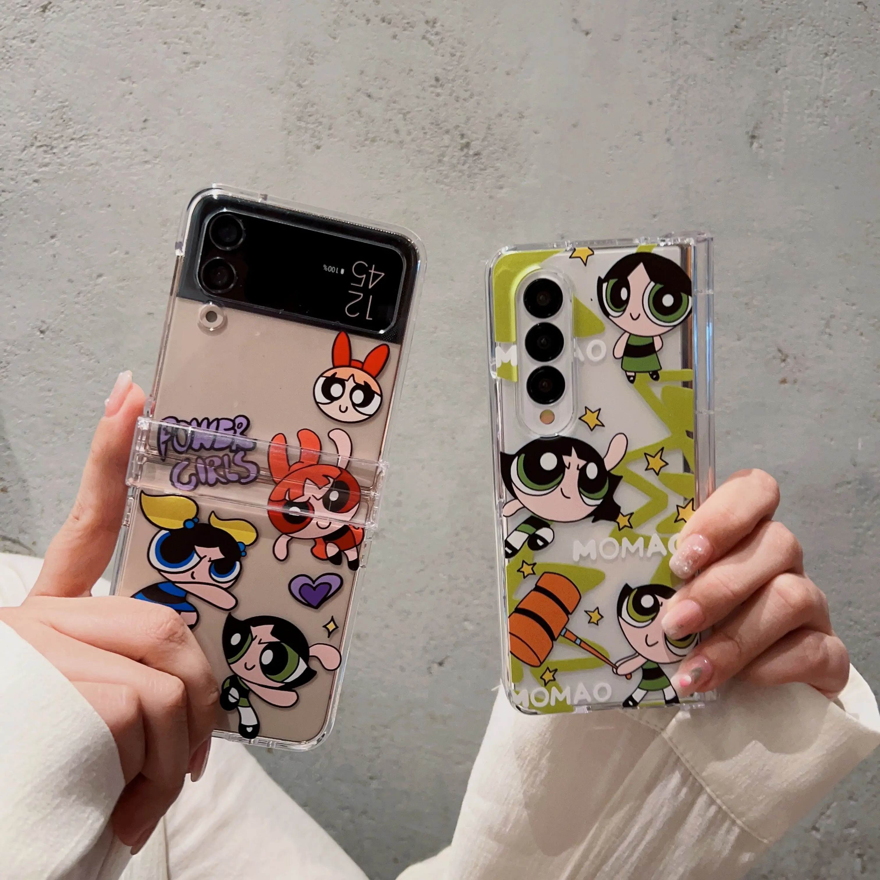 

Powerpuffs Girlss cute girl cartoon Case for Samsung Galaxy Z Flip 3 4 Hard PC Back for z fold 3 4 Case Protective Shell