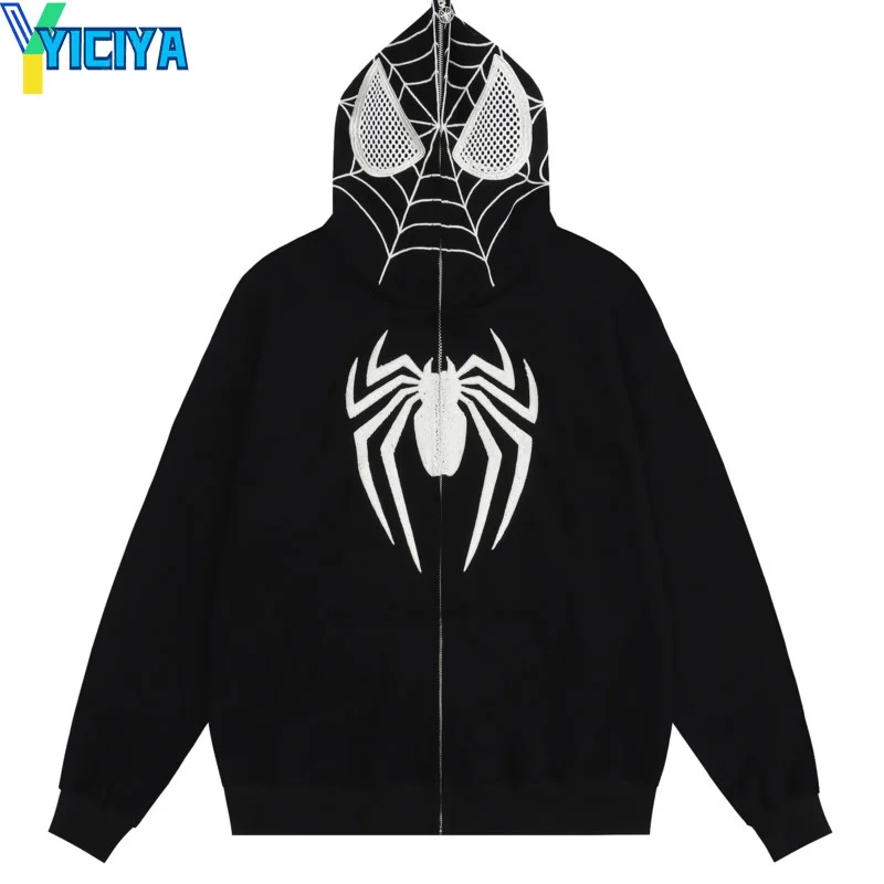 

YICIYA HOOD Sweatshirt spider Halloween new Zipper High quality Blouse Sweatshirts Winter Long Sleeve Sweater CLOTHES Y2k Female