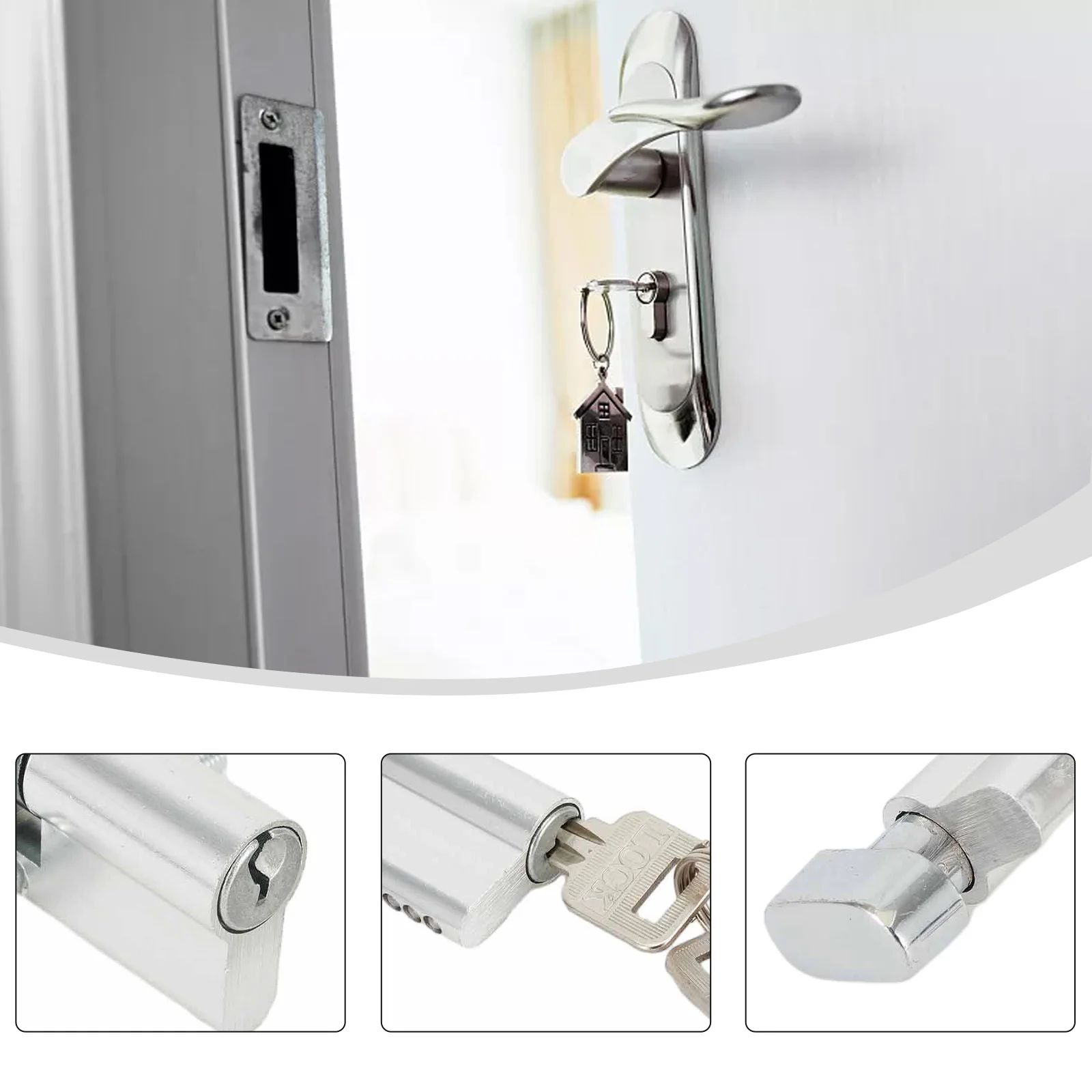 

Brand New Lock Cylinder Accessories Keys Kit Multi-way Lock Silver Thumb Turn With Screw Against Theft Aluminum