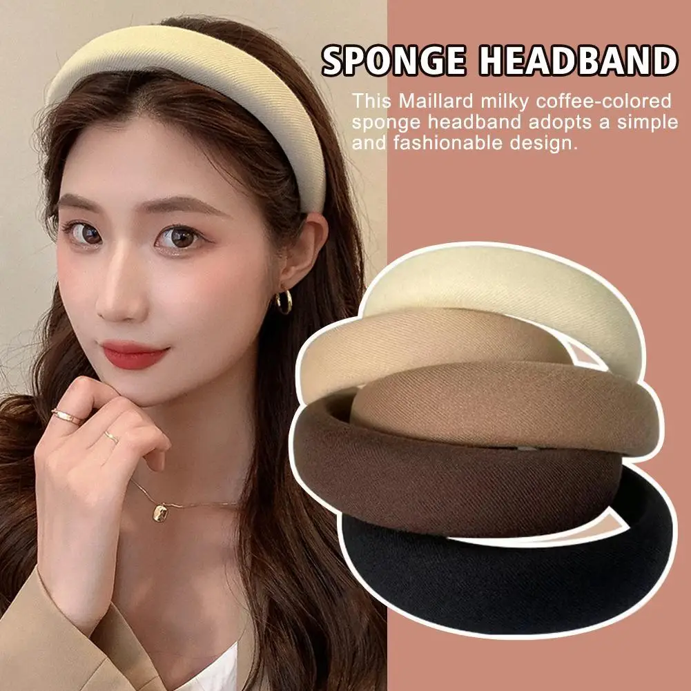 

Fashion Sponge High Skull Top Hair Hoop Hair Bands For Women Girls Korean Simplicity Solid Color Wide Hairband Hair Accessories