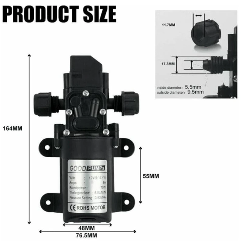 Водяной насос 12 В водяной Электрический 6 А 70 Вт постоянного тока самовсасывающий