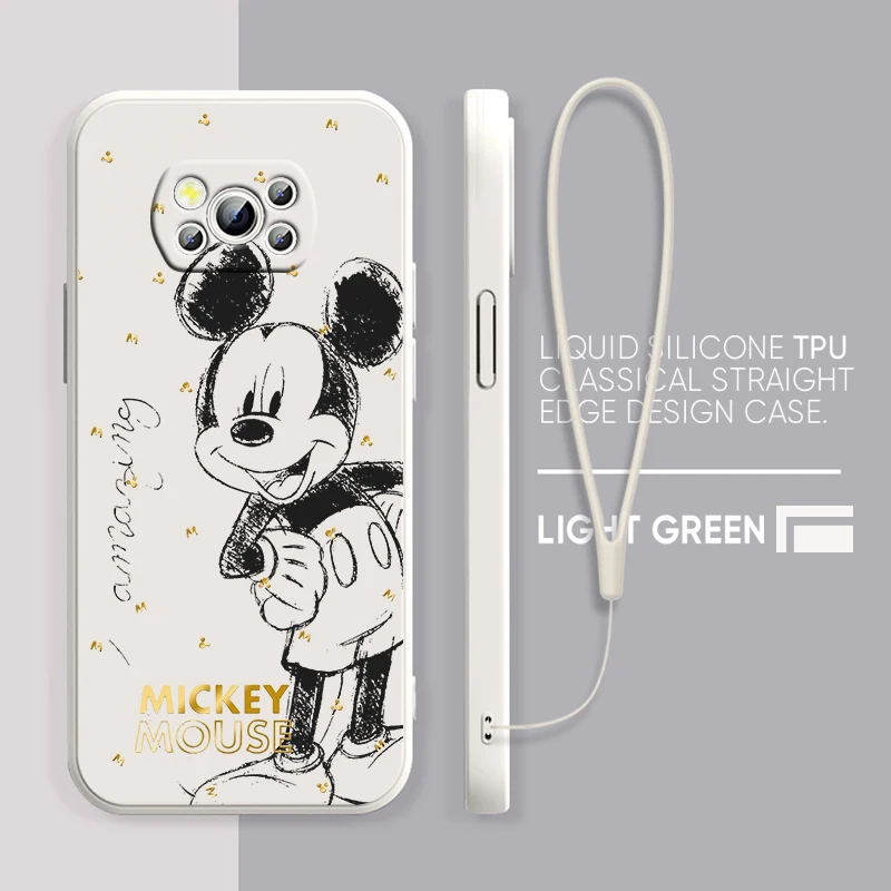 

Mickey Minnie Illustration Art Phone Case Xiaomi POCO M4 X4 F4 C40 X3 NFC F3 GT M4 M3 M2 Pro C3 X2 4G 5G Liquid Rope Cover Funda