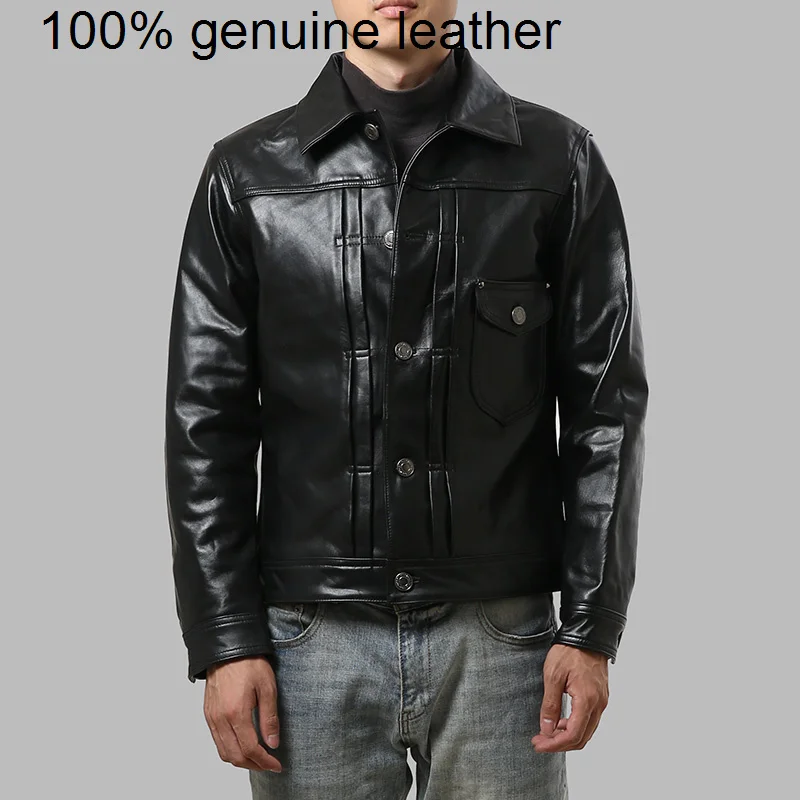 

Классическое высококачественное повседневное искусственное пальто, Мужское пальто из натуральной кожи, винтажная одежда из воловьей кожи 507, распродажа