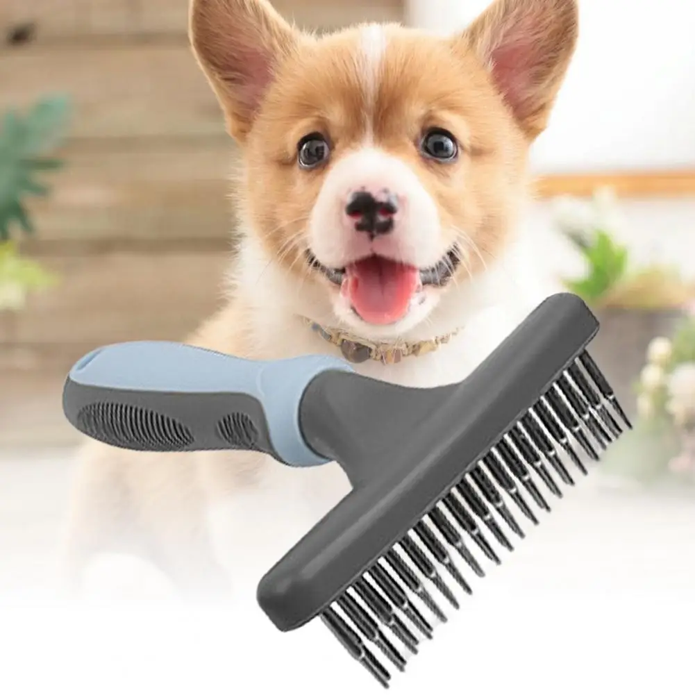 

Durable Dog Grooming Brush with Hanging Hole Double Row Anti-slip Pet Cat Dog Hair Cleaning Rake Comb Pet Brush Massage