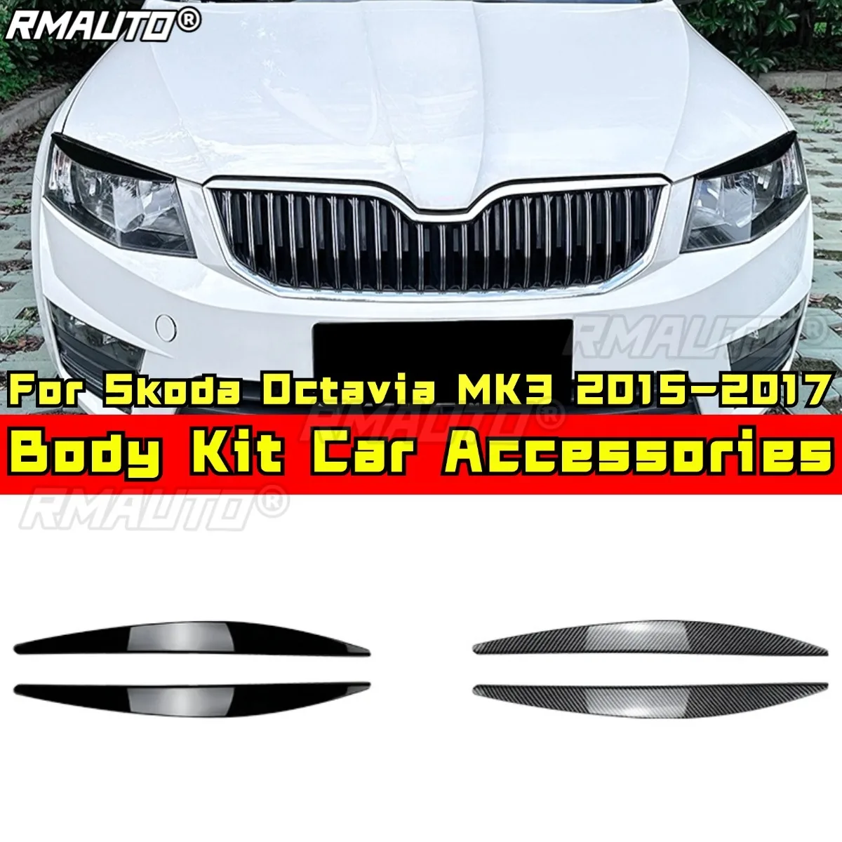 Фото Для Skoda Octavia MK3 2015-2017 авто фары лампы век брови украшения фар автомобиля Стайлинг отделка автомобильные аксессуары №1