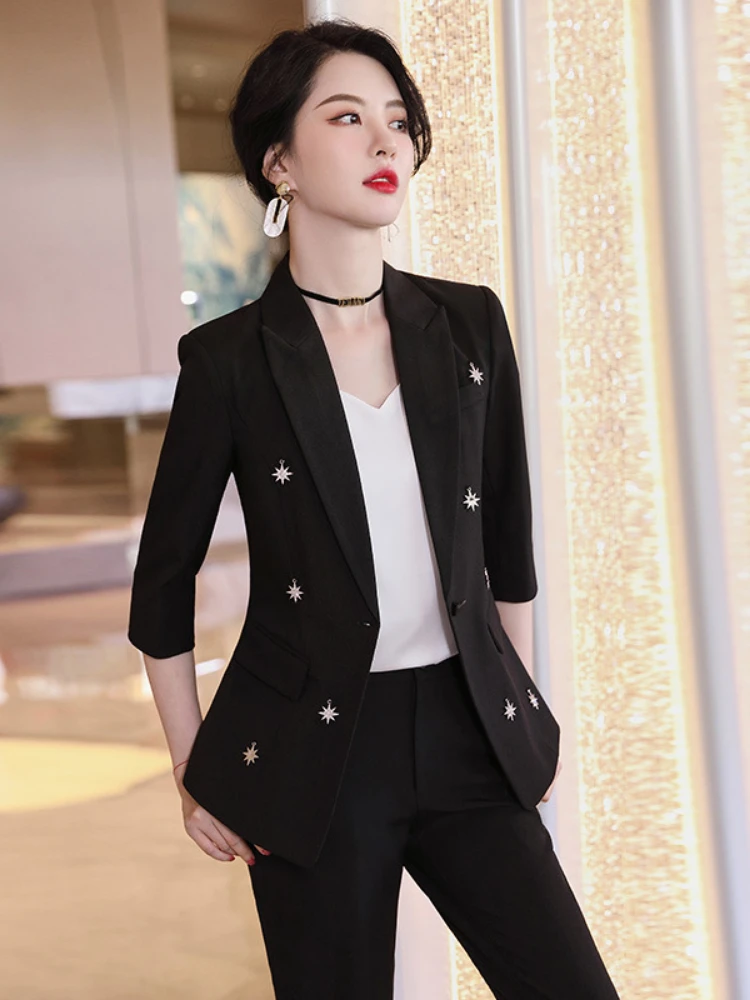 

Elegant Business Wear Women Suit Pants 2 Piece Set 2022 Spring Summer High Quality Fashion Slim Fit Female Office Blazer Jacket