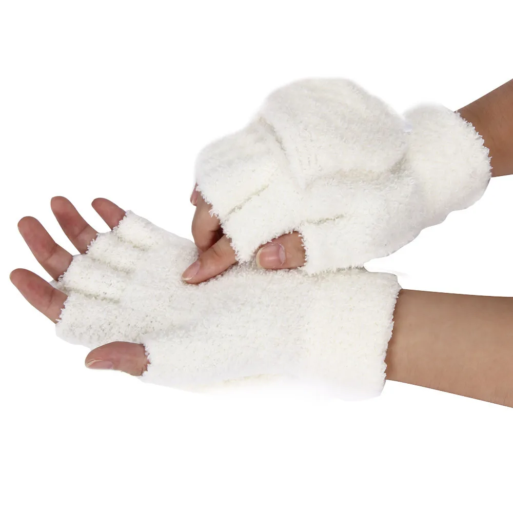 

Winter Warm Thickening Wool Gloves Knitted Flip Fingerless Flexible Exposed Finger Thick Gloves Mittens Men Women Glove