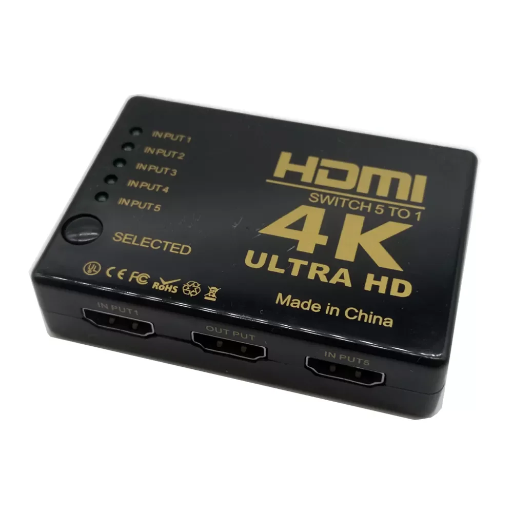 

4K*2K HDMI-compatible Switcher 5 input in to 1 5 Port Selector HDMI-compatible Splitter With IR Remote for Xbox 360 HDTV DVD