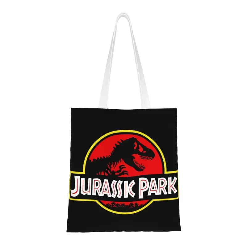 

Cute Dinosaur Jurassic Park Shopping Tote Bags Recycling Horror Movie Canvas Grocery Shopper Shoulder Bag