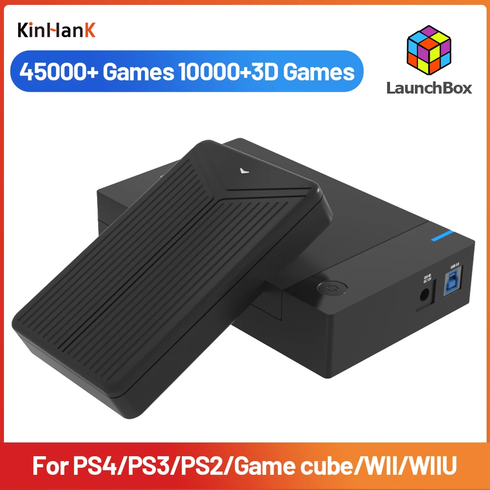 Launchbox Protable Plug&Play 4T/8T/12T External Game Hard Drive Disk 45,000+Games for PS4/PS3/PS2/PSP/SS/WII/WIIU for Windows PC