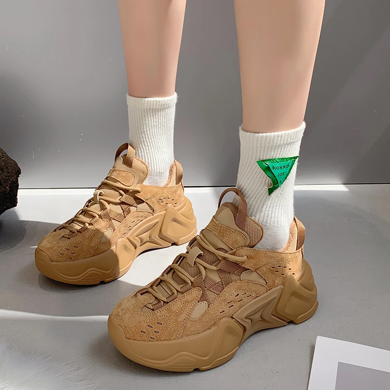 

Suede Leather Women's Chunky Sneakers 2022 Winter Ladies Warm Fur Sport Shoes Short Plush Girls Fashion Casual Shoes