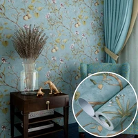 pastoral style floral pattern self adhesive wallpapers living room background wall stickers furniture decorative diy home decor