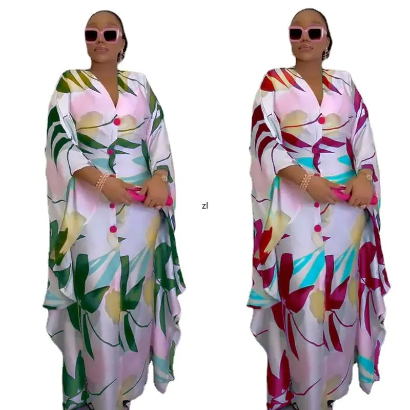 

African Dashiki Print Long Dresses For Women Plus Size Boubou 2023 Spring New Maxi Robe Turkey Nigerian Party Outfits Abayas